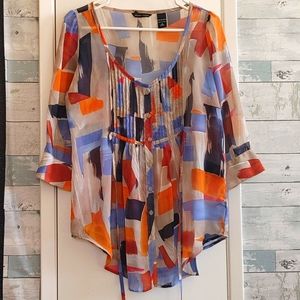 New York & Company Small Geometric Print Blouse